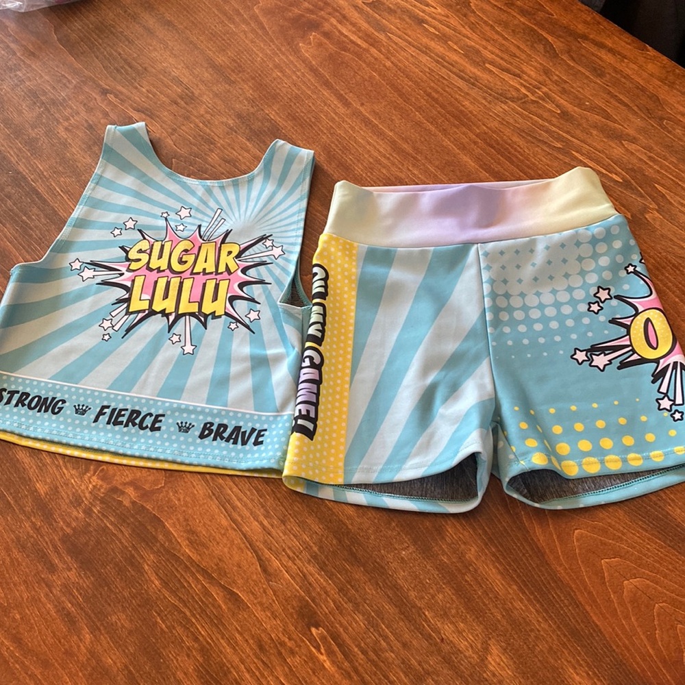 Sugar Lulu dance cheer comic super hero set XS